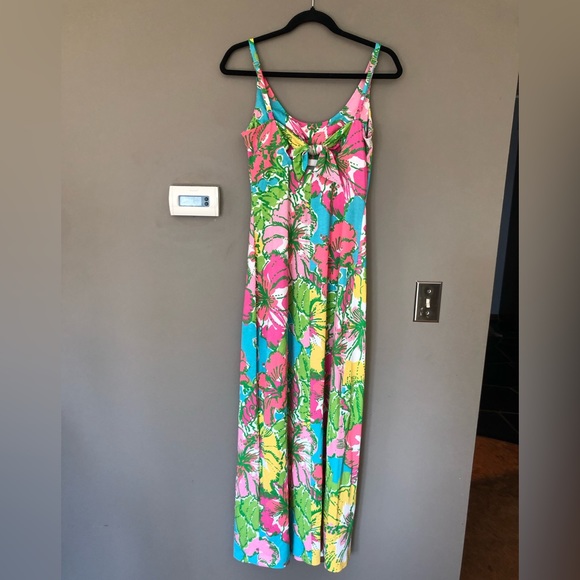 LILLY PULITZER Palm Big Flirt Floral Maxi Tank Dress Tie Back Multicolor… - Picture 5 of 8